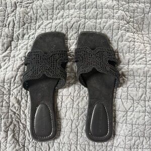 Zara Black Braided Slide Mules - Women